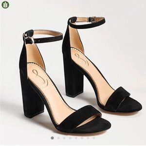 NIB Sam Edelman Black Suede Yaro Block Heel Sandal Heels Size 8